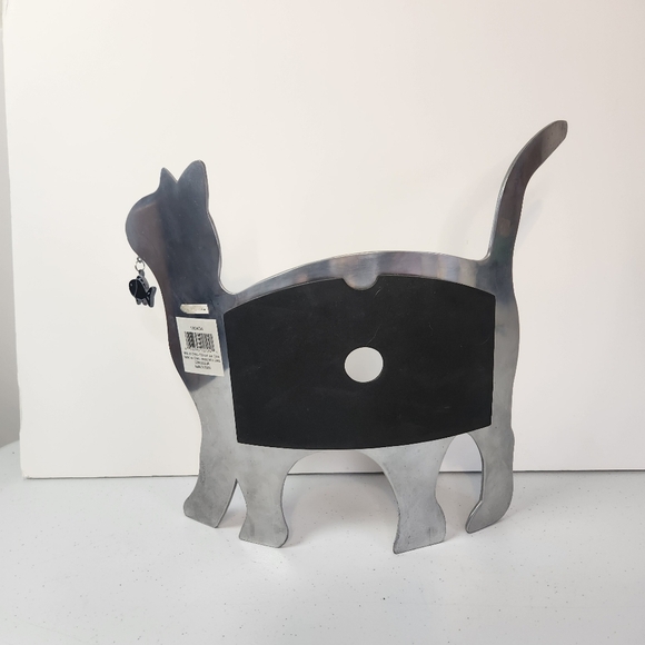 Cat Fish Photo Frame Large Silver Metal Freestanding Curved 11” Decor 4x6 Cats - Picture 6 of 9